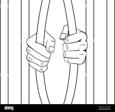 Fists bend prison bars as jail break freedom concept in vector outline Stock Vector Image & Art ...