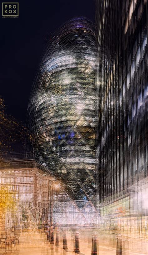 The Gherkin at Night - Multiple-Exposure Photography - PROKOS