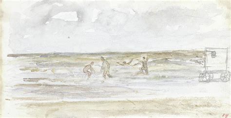 Bathers in the sea and a beach carriage Painting by MotionAge Designs ...