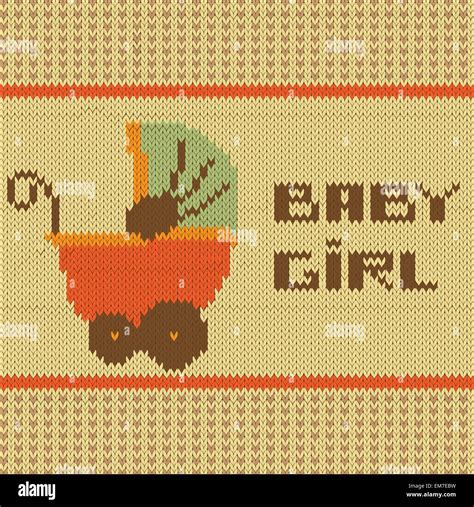 knitted baby girl shower announcement card Stock Vector Image & Art - Alamy