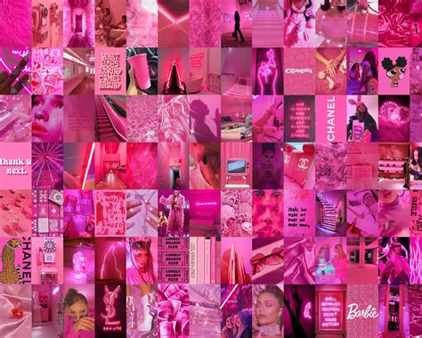 Pink Collage Kit Hot Pink Wall Collage Pink Aesthetic Photo - Etsy UK