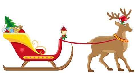 christmassanta sleigh with reindeer vector illustration 488519 Vector ...