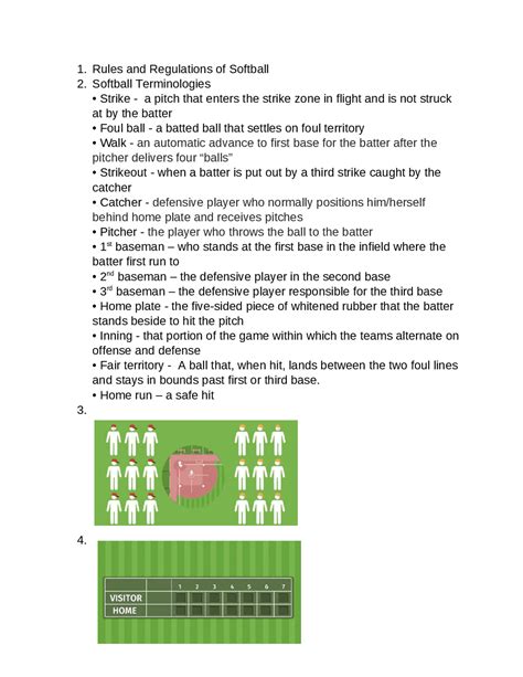 Softball Rules and Regulations - Docsity