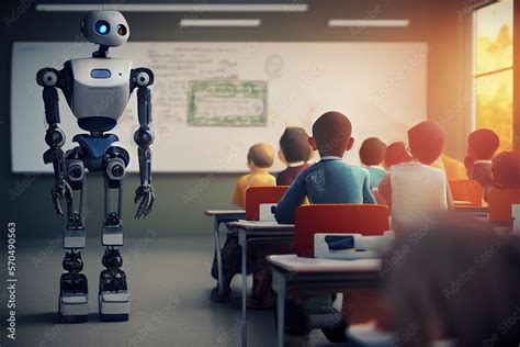 AI artificial intelligence robot teaching people for school education ...