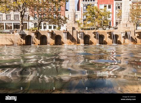 Fountain in a city, Boylston Street, Copley Square, Back Bay, Boston ...