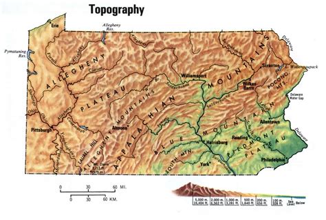 Pennsylvania topographic map.Free topographical map of Pennsylvania topo