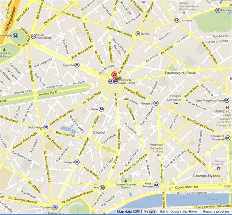 Arc de Triomphe on Map of Paris