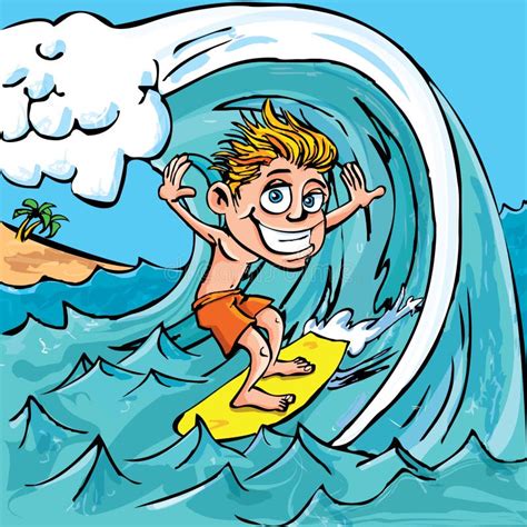 Cartoon Boy Surfing Royalty Free Stock Photo - Image: 21218585