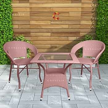 CORAZZIN Garden Patio Seating Chair and Table Set Outdoor Balcony Garden Coffee Table Set ...