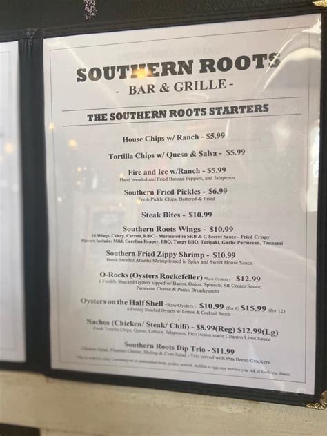 Menu at Southern Roots Bar & Grille, Monroe