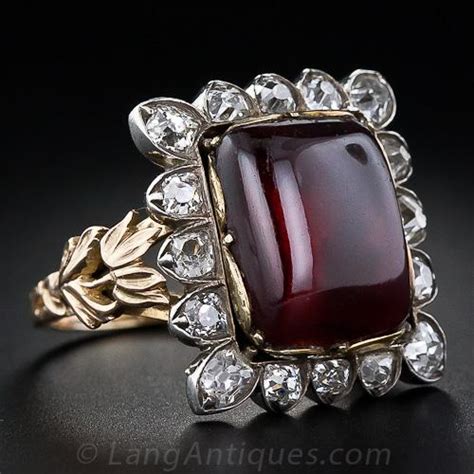 Large Antique Garnet and Diamond Ring