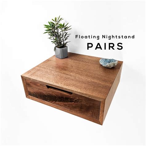 Pair of Modern Floating Nightstand in Solid Black Walnut With - Etsy