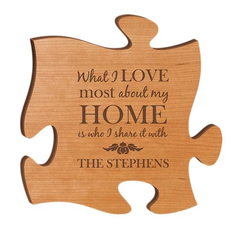 Personalized Cherry Wood 12 inch Puzzle Piece Wall Art