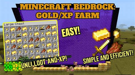 MINECRAFT BEDROCK: GOLD/XP FARM (SIMPLE, EASY, EFFICIENT) - YouTube