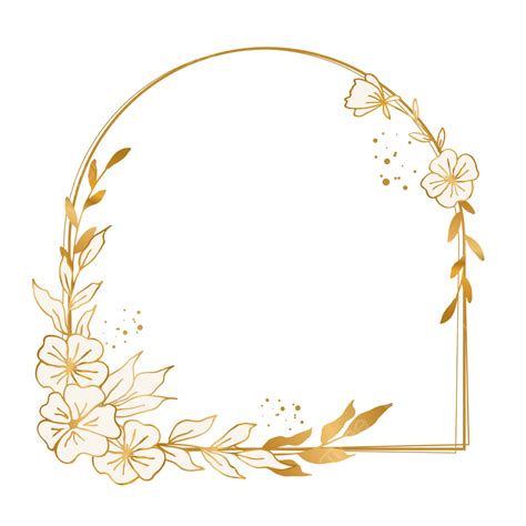 Hermoso Borde De Boda Dorado Con Corona Floral Vector PNG ,dibujos Fronteras De La Boda, Oro ...