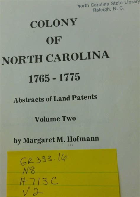 Colony of North Carolina 1765-1775 Abstract of Land Patents vol. 2 ...