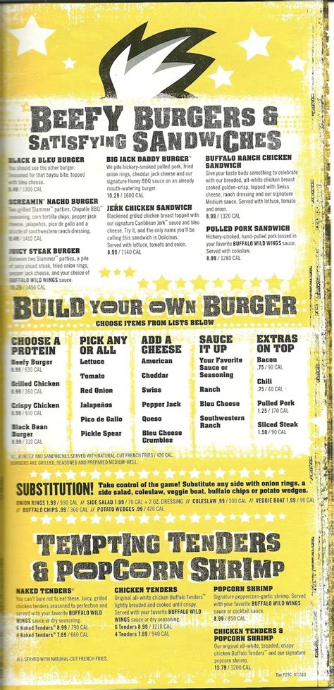 buffalo wild wings nutrition