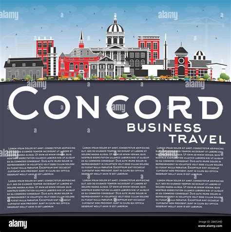 Concord New Hampshire City Skyline with Gray Buildings, Blue Sky and ...