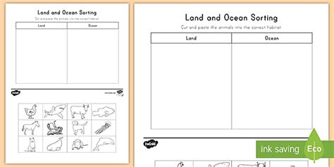 Printable Land and Ocean Sorting Activity | Twinkl USA