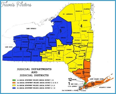 New York map with districts - TravelsFinders.Com