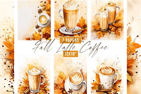 Watercolor Fall Latte Coffee Backgrounds Graphic by Chinnisha Arts ...