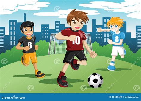 Kids playing soccer stock vector. Illustration of modern - 40847494