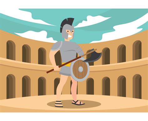 Gladiator Standing In Arena Vector Art & Graphics | freevector.com