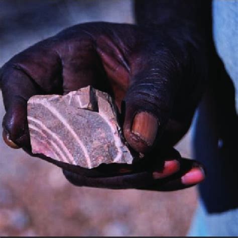 Some stone tools were made from banded chert. This flake has curved ...