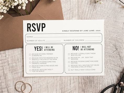 Funny Printable Wedding RSVP Card Editable Wedding RSVP - Etsy