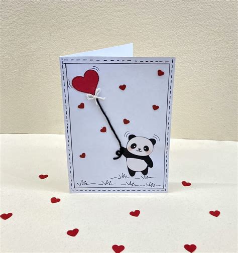 Handmade Love theme greeting card- Panda Love greeting card