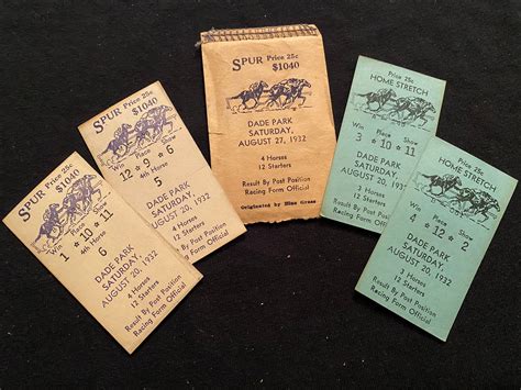 Lot of 4 Used Horse Racing Bet Tickets and original holding | Etsy