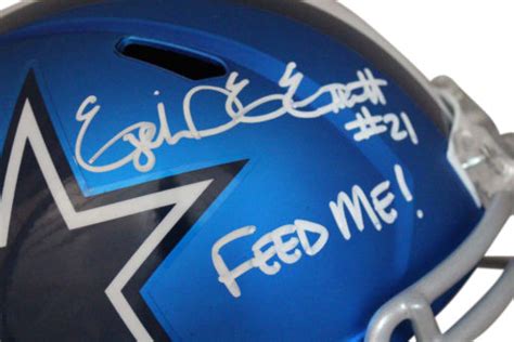 Ezekiel Elliott Signed Dallas Cowboys Blaze Replica Helmet Feed Me BAS ...