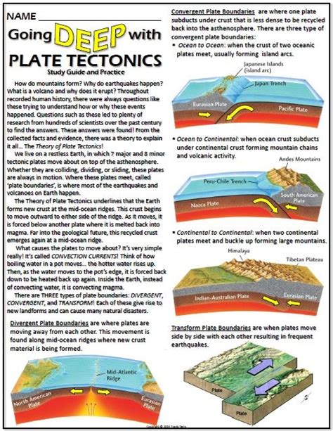 Worksheet: Plate Tectonics Study Guide, Practice, and Review | Earth science lessons, Earth ...