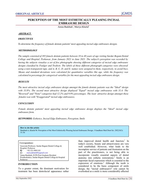 (PDF) Perception of the Most Esthetically Pleasing Incisal Embrasure Design