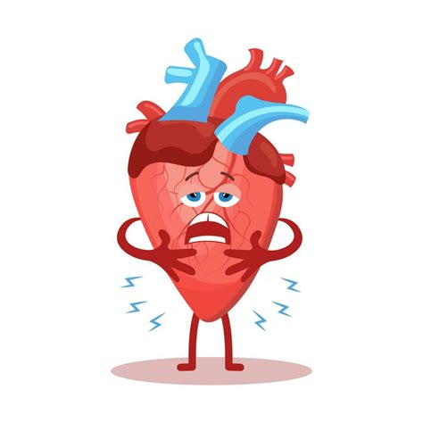 Cute cartoon character of unhealthy human heart. Human anatomy, medical ...