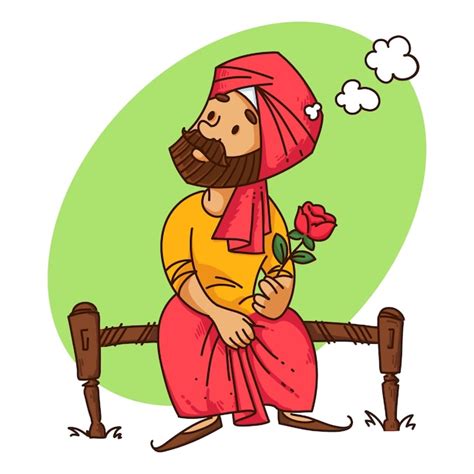 Illustration of punjabi man with rose. | Premium Vector