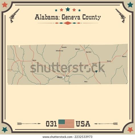 Large Accurate Map Geneva County Alabama Stock Vector (Royalty Free ...