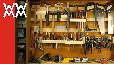 French cleat storage system for hand tools, via YouTube. | Used woodworking tools, Woodworking ...