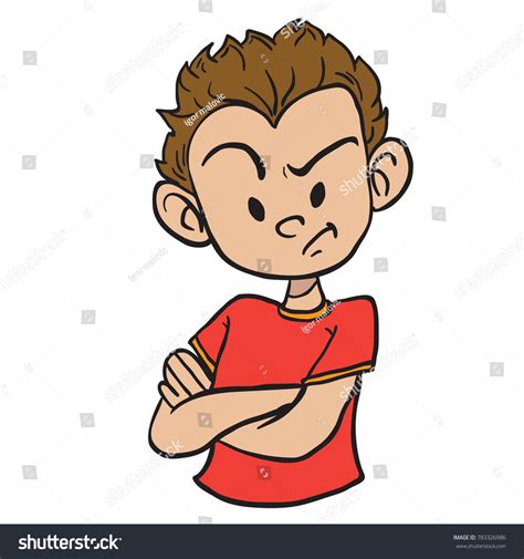 Angry Boy Crossed Arms Cartoon Illustration Stock Vector (Royalty Free ...