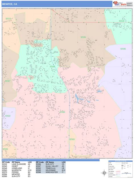 Menifee California Wall Map (Color Cast Style) by MarketMAPS - MapSales.com