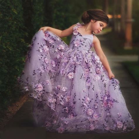 New Pretty Lace Flower Girl Dress Pageant Dress 2017 Lavender Kids Ball ...