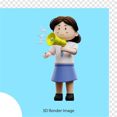 Premium PSD | A cartoon of a woman with a megaphone