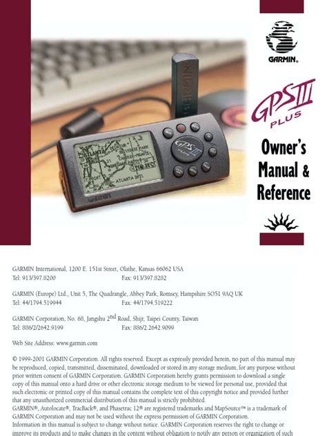 Garmin GPS III Plus - OwnersManual PDF | PDF | Menu (Computing) | Global Positioning System