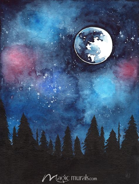 Moonlit Forest Wallpaper Wall Mural by Magic Murals