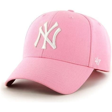 47 Brand Curved Brim MLB New York Yankees Smooth Pink Cap: Caphunters.com