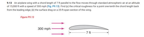 Solved 9.13 An airplane wing with a chord length of 7ft | Chegg.com