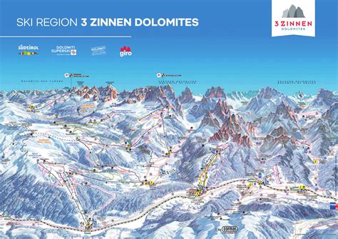 Three Peaks Dolomites Ski Trail Map Free Download