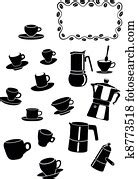 Set of patterned cups of coffee or tea Clipart | k3878721 | Fotosearch