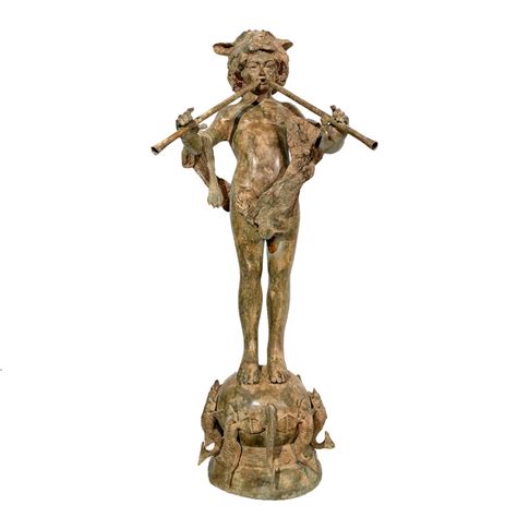 Bronze Boy with Pipes on Fish Base Fountain Sculpture | Metropolitan Galleries