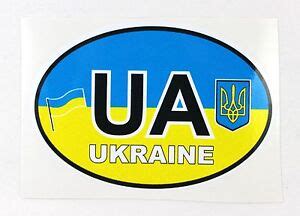 Ukrainian Car Bumper Sticker UA Country Name Code Tryzub Flag Coat of Arms | eBay